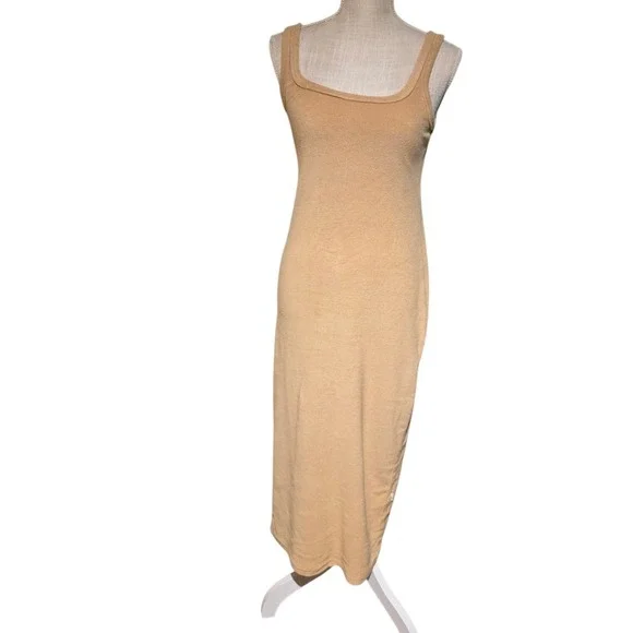 Armina James Terry Vacay Midi Coffee Cotton Ribbed Knit Tank Midi Dress Size S - Picture 2 of 6